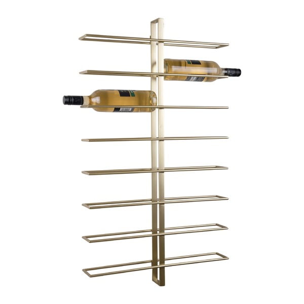 Nástěnný kovový regál na víno ve zlaté barvě počet lahví 16  Dual  – PT LIVING