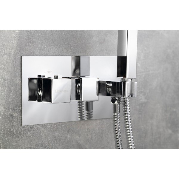 Podomítková sprchová baterie v leskle stříbrné barvě (2 výstupy) Latus – Sapho-image-1