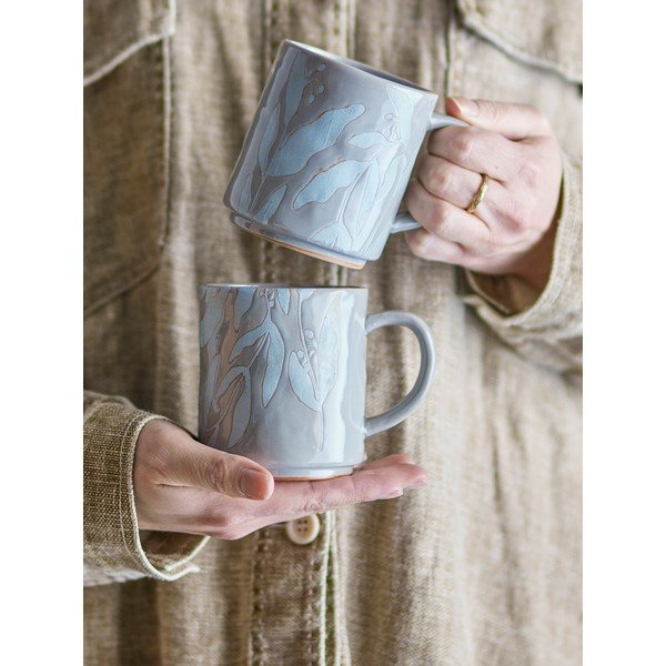 Šedé hrnky z kameniny v sadě 2 ks 350 ml Aurora – Bloomingville-image-2