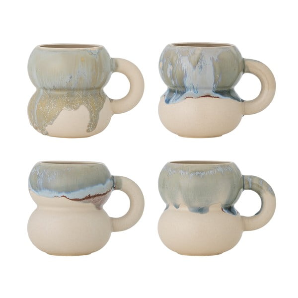 Modré/krémové hrnky v sadě 4 ks z kameniny 400 ml Luna – Bloomingville