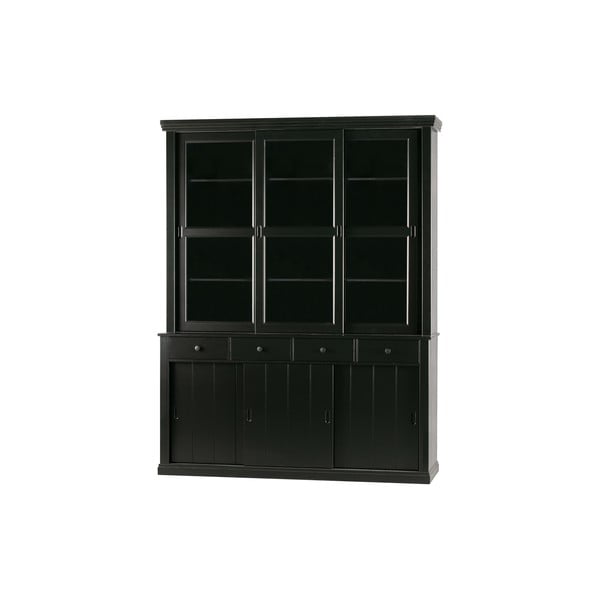 Černá vitrína z borovicového dřeva s posuvnými dveřmi 166x214 cm Lagos – WOOOD-image-2