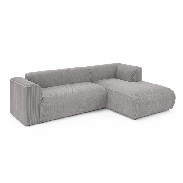 Světle šedá manšestrová rohová pohovka (pravý roh/s lenoškou) Merid  – Ropez-image-2