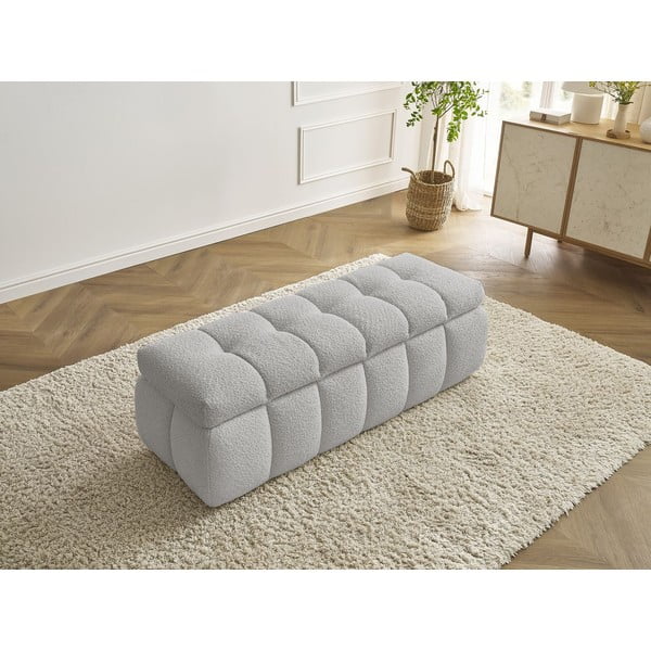 Světle šedá lavice z textilie bouclé Mont Blanc – Bobochic Paris-image-3