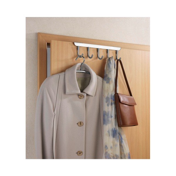 Závěsný věšák na dveře s 5 háčky ve stříbrné barvě Wenko Asola-image-3
