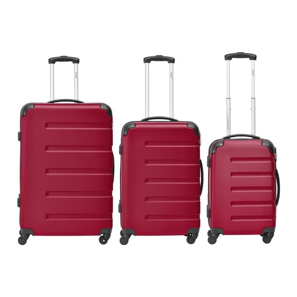 Sada 3 červených cestovních kufrů Packenger