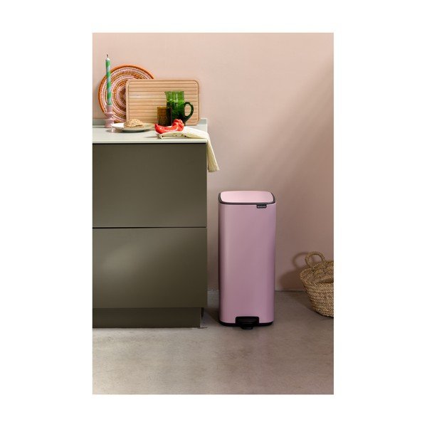Růžový nášlapný ocelový odpadkový koš 30 l Bo – Brabantia-image-1