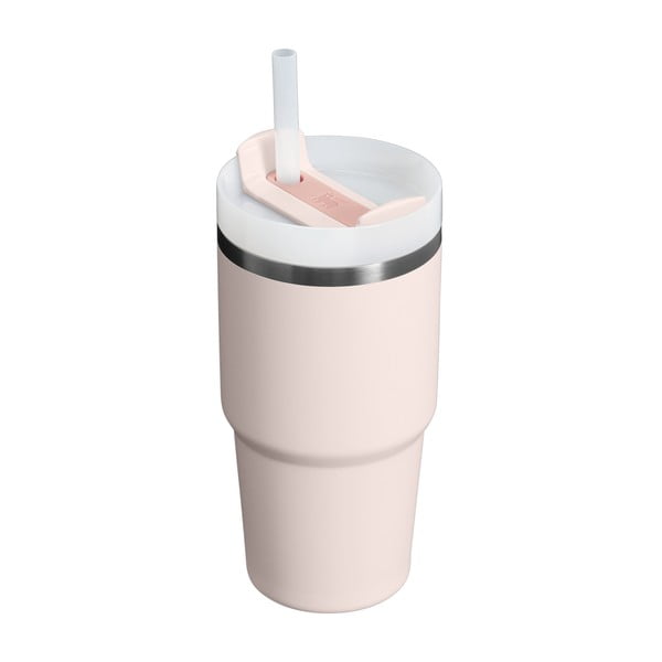 Světle růžová termoska s brčkem z nerezové oceli 600 ml Quencher H2.0 FlowState Tumbler Rose Quartz – Stanley-image-1
