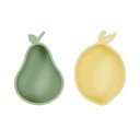 Žluté/zelené silikonové dětské misky v sadě 2 ks Lemon & Pear – OYOY Mini