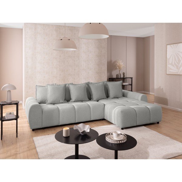 Světle šedá rohová pohovka (pravý roh/s lenoškou) Albane  – Ropez-image-1