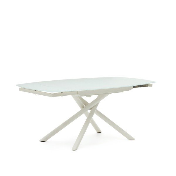 Bílý rozkládací jídelní stůl se skleněnou deskou 100x130 cm Yodalia – Kave Home-image-4