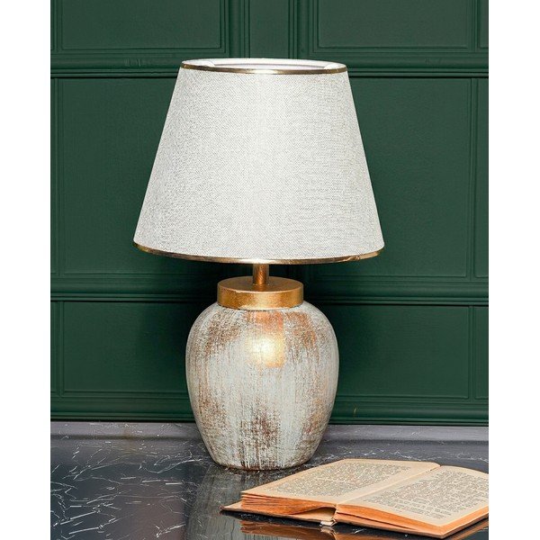 Krémová/ve zlaté barvě stolní lampa s textilním stínidlem (výška 47 cm) Yakamoz – Opviq lights-image-1