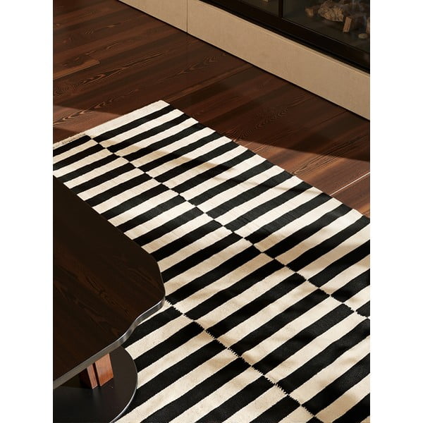 Černo-bílý oboustranný ručně tkaný vlněný koberec 160x230 cm Donna – Hanse Home-image-3