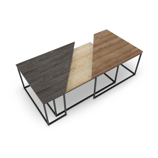 Konferenční stolky v sadě 3 ks s deskou v dekoru ořechového dřeva v přírodní barvě 70x110 cm Titan – Marckeric-image-3