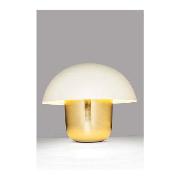 Stolní lampa ve zlaté barvě s bílým stínítkem Kare Design Mushroom