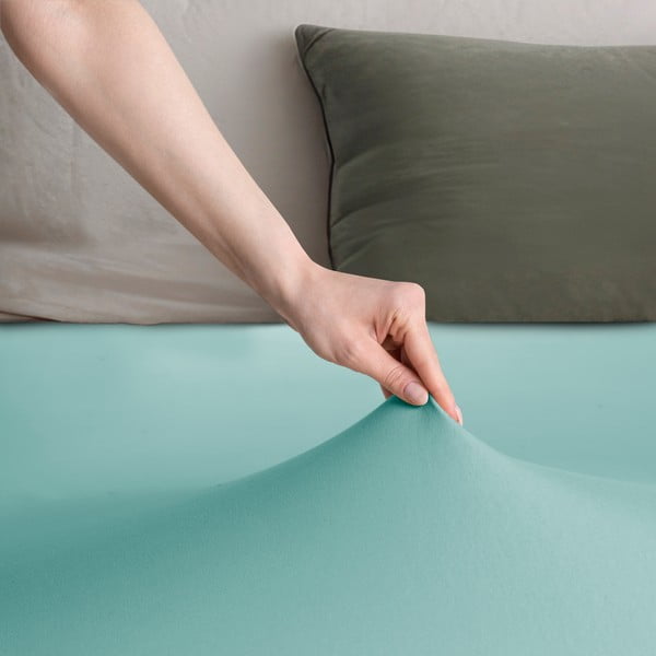 Tyrkysové napínací prostěradlo jersey 240x220 cm Amber – Restilo-image-1