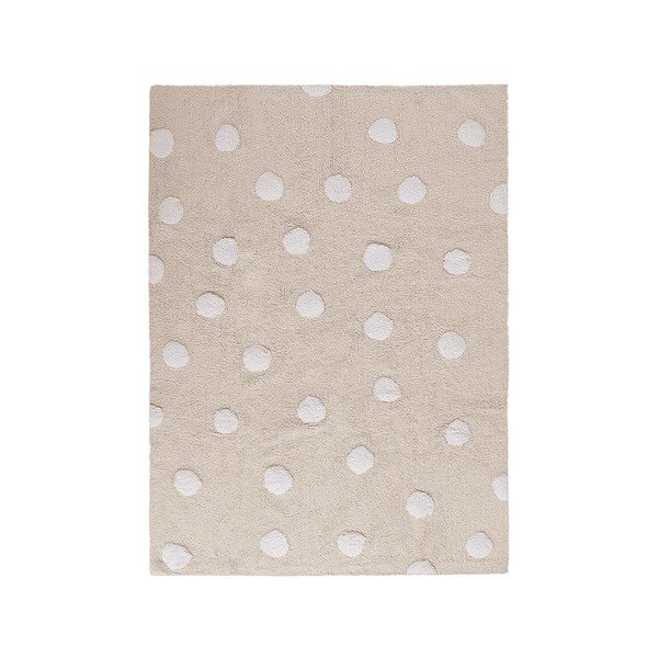 Béžový pratelný ručně tkaný bavlněný dětský koberec 120x160 cm Polka Dots Beige – Lorena Canals