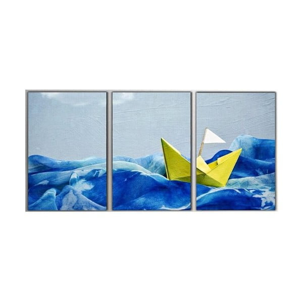 3dílný obraz Paper Boat, 45x90 cm