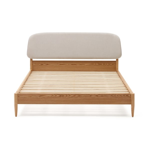 Dvoulůžková postel z jasanového dřeva s roštem v béžovo-přírodní barvě 160x200 cm Octavia – Kave Home-image-2