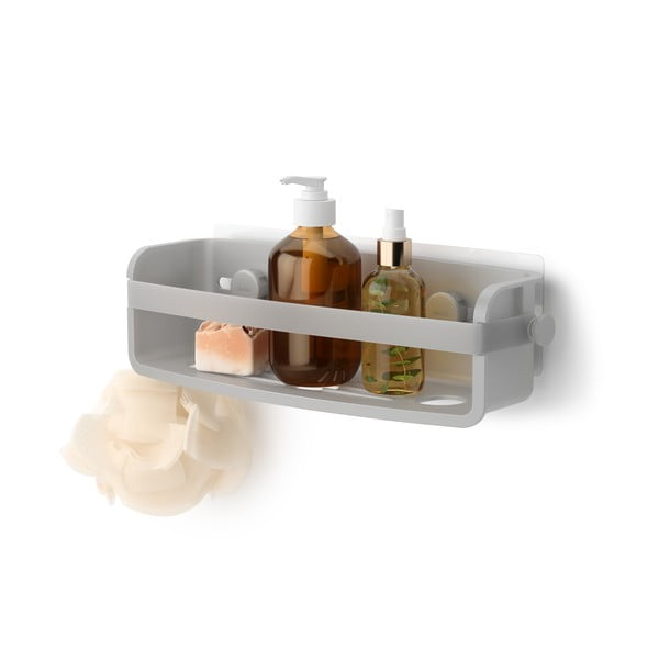 Šedá samodržící koupelnová polička z recyklovaného plastu Flex Adhesive – Umbra-image-3