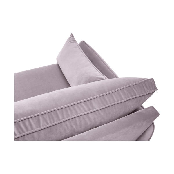 Světle růžová sametová rohová pohovka s černými nohami Kooko Home Lento, levý roh-image-4