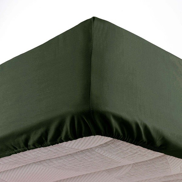 Khaki napínací prostěradlo z mikrovlákna 90x190 cm Oscar – douceur d'intérieur