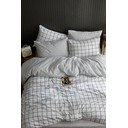 Bílé 4dílné prodloužené povlečení na dvoulůžko s prostěradlem 200x220 cm Geometric – Mila Home