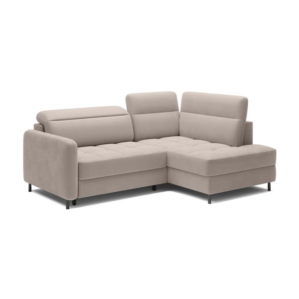 Světle hnědá sametová rozkládací/s úložným prostorem rohová pohovka (pravý roh/do L) Barea – ELTAP-image-2