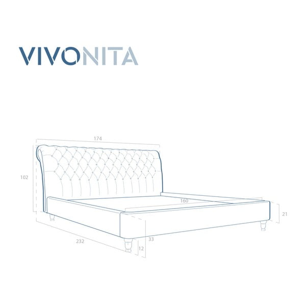 Šedá postel z bukového dřeva Vivonita Allon, 160 x 200 cm-image-2