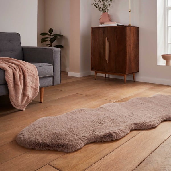 Světle hnědý syntetický běhoun 60x180 cm Super Teddy – Think Rugs-image-2