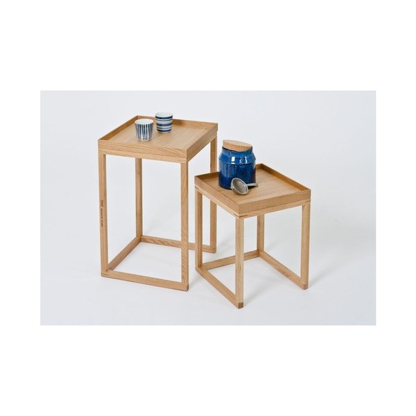 Sada 2 dubových odkládacích stolků Wireworks Oak-image-3