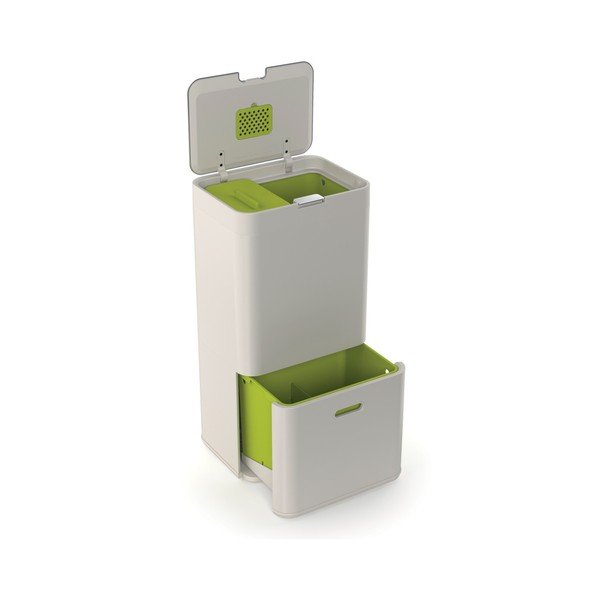 Krémový koš na tříděný odpad Joseph Joseph IntelligentWaste Totem, 60 l