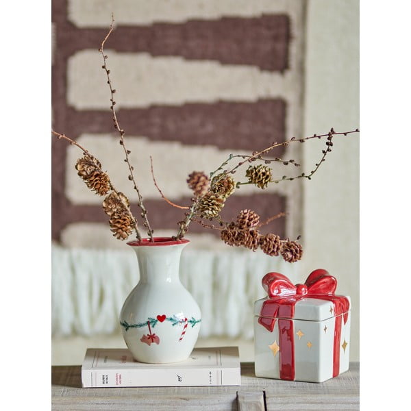 Bílá váza s vánočním motivem z kameniny (výška 16 cm) Yule – Bloomingville-image-1