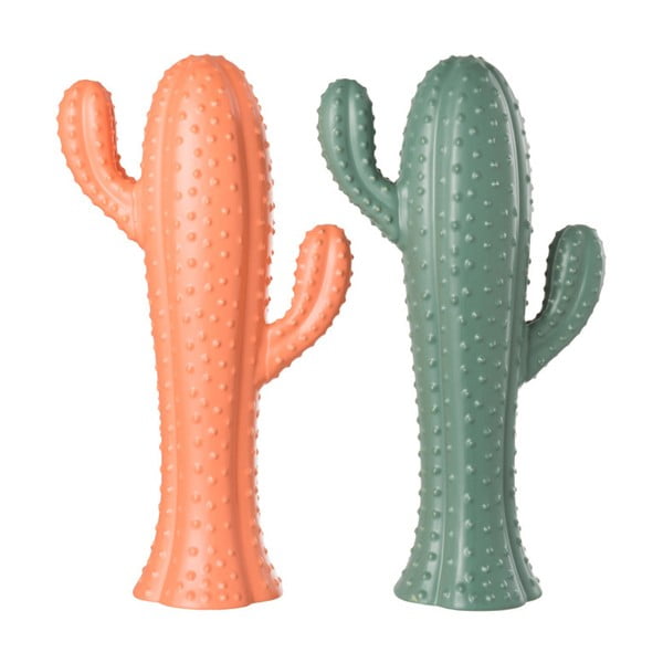 Sada 2 keramických dekorací J-Line Cactus Dots, výška 59 cm
