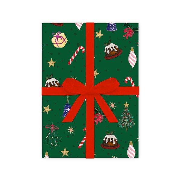 5 archů zeleného balícího papíru eleanor stuart Christmas Fun, 50 x 70 cm-image-2