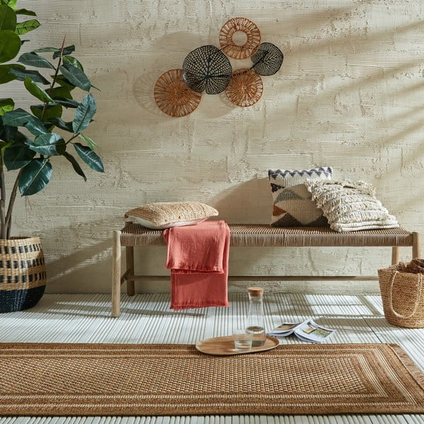 Venkovní běhoun v přírodní barvě 80x230 cm Layla Border – Flair Rugs-image-1