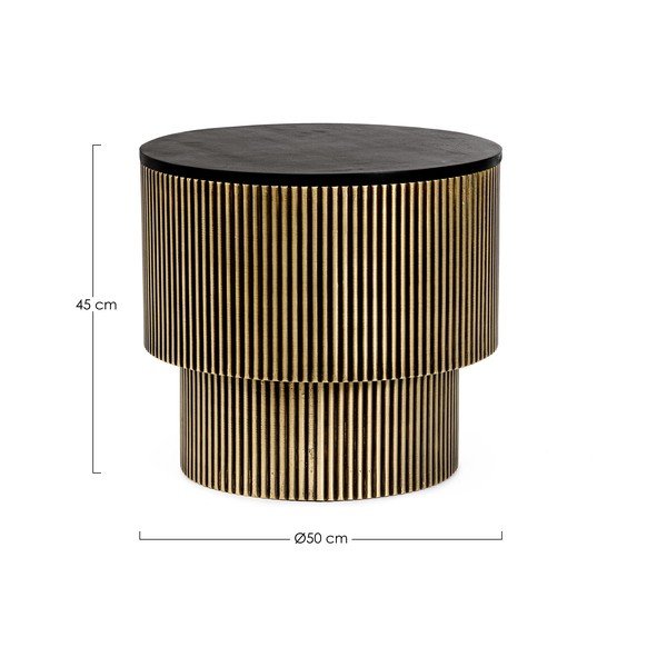 Černý/ve zlaté barvě kulatý konferenční stolek s deskou z mangového dřeva ø 50 cm Virat – Bizzotto-image-4