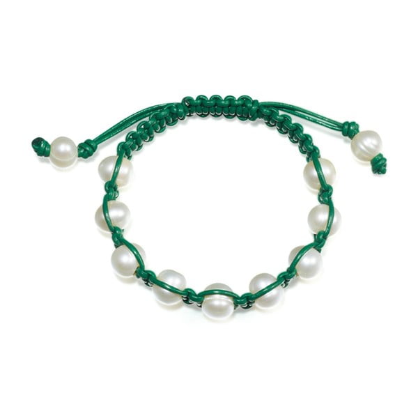Zelený perlový kožený náramek Nova Pearls Copenhagen Amandine