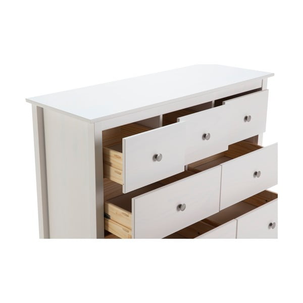 Bílá nízká komoda z borovicového dřeva 110x80 cm Berna – Marckeric-image-4