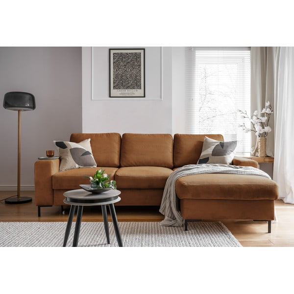 Oranžovohnědá manšestrová rozkládací rohová pohovka (pravý roh) Lofty Lilly – Miuform-image-4