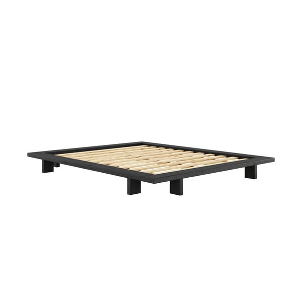 Černá dvoulůžková postel z borovicového dřeva s roštem 160x200 cm Japan – Karup Design