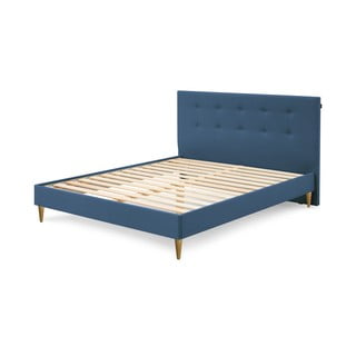 Modrá dvoulůžková postel Bobochic Paris Light, 180 x 200 cm