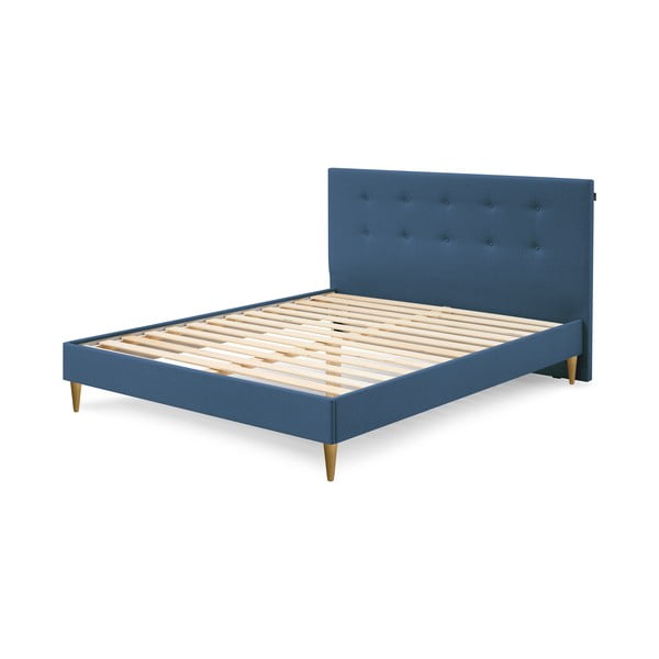 Modrá čalouněná dvoulůžková postel s roštem 160x200 cm Rory – Bobochic Paris