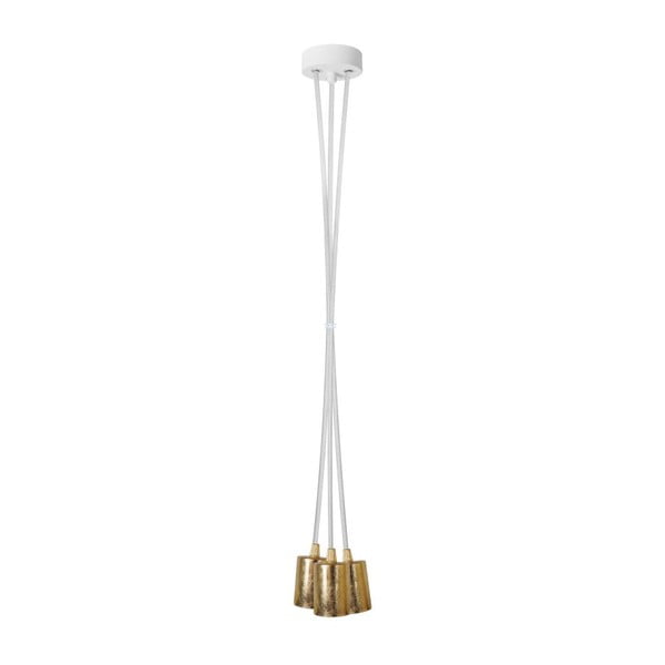 Závěsné svítidlo s 5 bílými kabely a zlatou objímkou Bulb Attack Cero Group