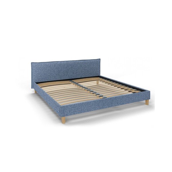 Modrá čalouněná dvoulůžková postel s roštem 200x200 cm Tina – Ropez
