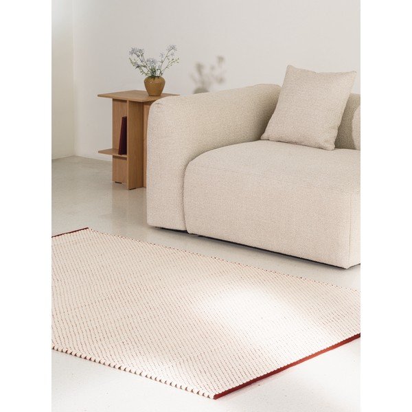 Červený/béžový ručně tkaný vlněný běhoun 80x170 cm Lenu – noo.ma-image-3