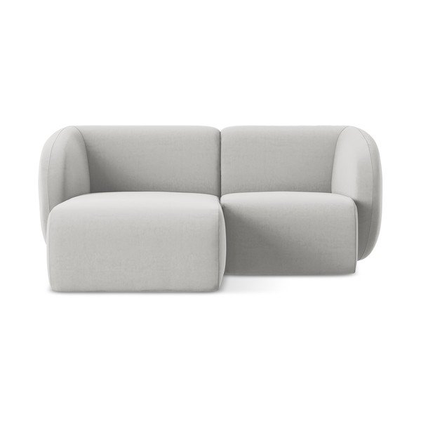 Světle šedá sametová rohová pohovka (levý roh/s lenoškou) Lani – Makamii