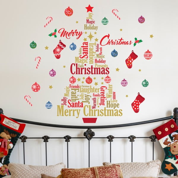 Samolepka na zeď Walplus English Quotes Merry Christmas Tree