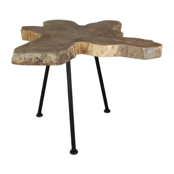 Odkládací stolek s deskou z teakového dřeva HSM collection Tribe, ⌀ 40 cm