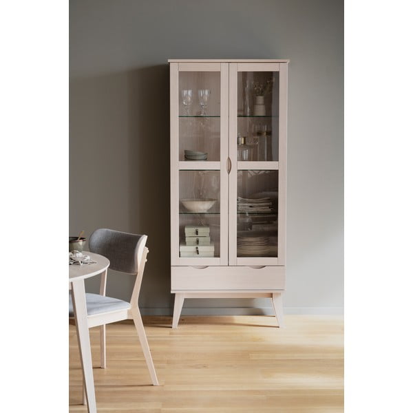 Vitrína z dubového dřeva v přírodní barvě 82x185 cm Filippa - Rowico-image-3