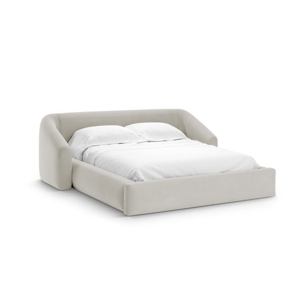 Béžová čalouněná dvoulůžková postel s úložným prostorem s roštem 160x200 cm Campi – Cosmopolitan Design